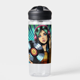 Cooler Pop Art Comic Stilfserei mit Vinyl Album Trinkflasche