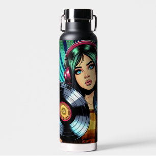 Cooler Pop Art Comic Stilfserei mit Vinyl Album Trinkflasche