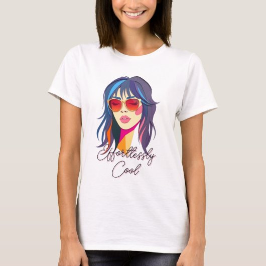 Cooler Pop Kunst Frau T-Shirt (Vorderseite)