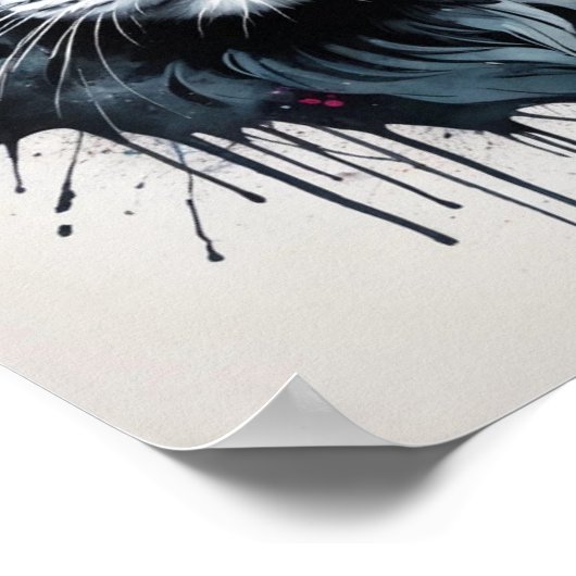 Cooler Pop Kunstfarbene Katze Mit Blume Portrait Poster (Ecke)