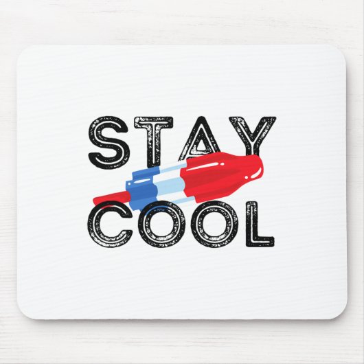 Cooler Pop Rocket Bleibe Rot Weiß und Blau Popsike Mousepad (Vorne)