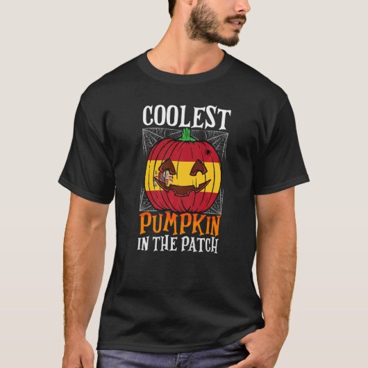 Cooler Pumpkin in the Patch Spain Flag Jack Ou201 T-Shirt (Vorderseite)