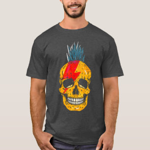 Cooler Punk Rock farbenfroher Schädel mit Mohawk S T-Shirt
