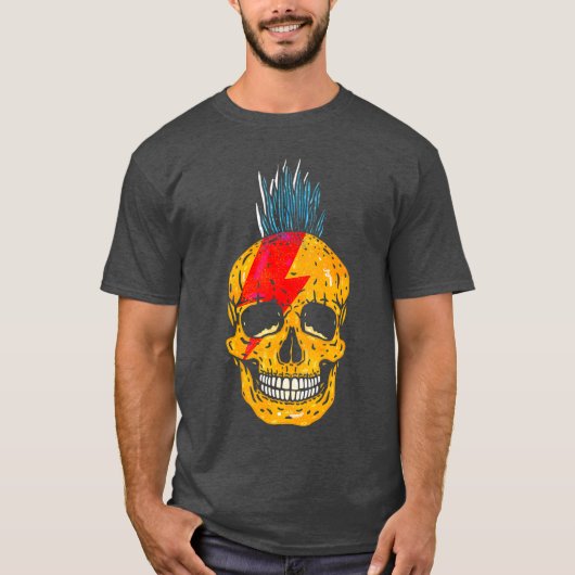 Cooler Punk Rock farbenfroher Schädel mit Mohawk S T-Shirt (Vorderseite)
