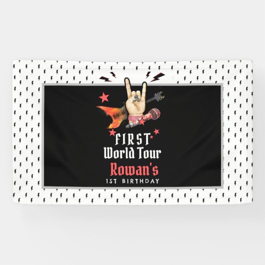 Cooler Punk Rockstar Erster Geburtstag Banner (Horizontal)