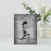 Cooler Punk Zombie graue gebrochene Wand schwarz Postkarte (Stehend Vorderseite)