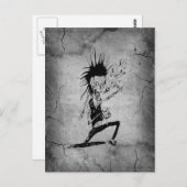 Cooler Punk Zombie graue gebrochene Wand schwarz Postkarte (Vorne/Hinten)