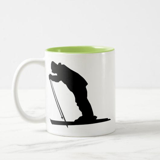 Cooler Querland-Schnee-Ski Zweifarbige Tasse (Links)