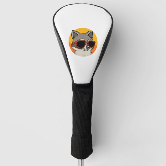 Cooler Raccoon mit Sonnenbrille Golf Headcover (Vorderseite)