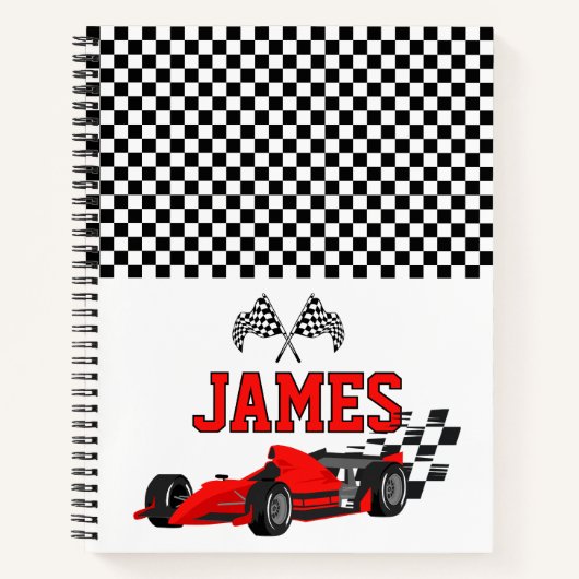 Cooler Race Car Boy Individuelle Name Personalisie Notizblock (Vorderseite)