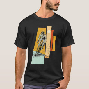 Cooler Radfahrer, der auf einem Weg Fahrrad fährt, T-Shirt
