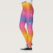 Cooler Rainbow Gradient Handgeschriebener Name Far Leggings (Links)