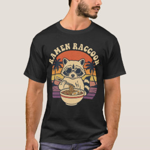 Cooler Ramen-Waschbär - Retro-Vintage-Sonnenunterg T-Shirt