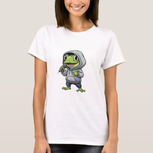 Cooler Rap-Grünfrosch-Charakter T-Shirt