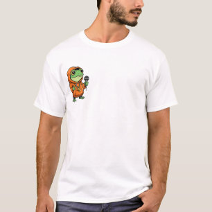 Cooler Rapper Frosch in orangem Kapuzenpullover mi T-Shirt