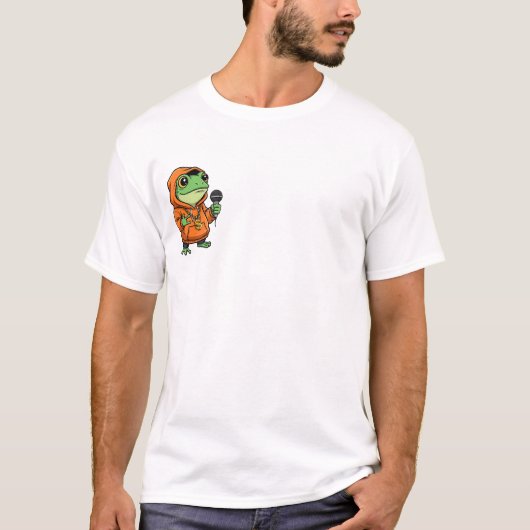 Cooler Rapper Frosch in orangem Kapuzenpullover mi T-Shirt (Vorderseite)