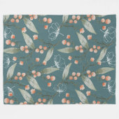 Cooler rauchblauer Hintergrund Watercolor-Blume Fleecedecke (Vorderseite (Horizontal))
