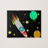 Cooler Raum-Rocket-Planeten-Stern-Kinder Puzzle (Horizontal)