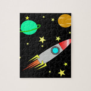 Cooler Raum-Rocket-Planeten-Stern-Kinder Puzzle