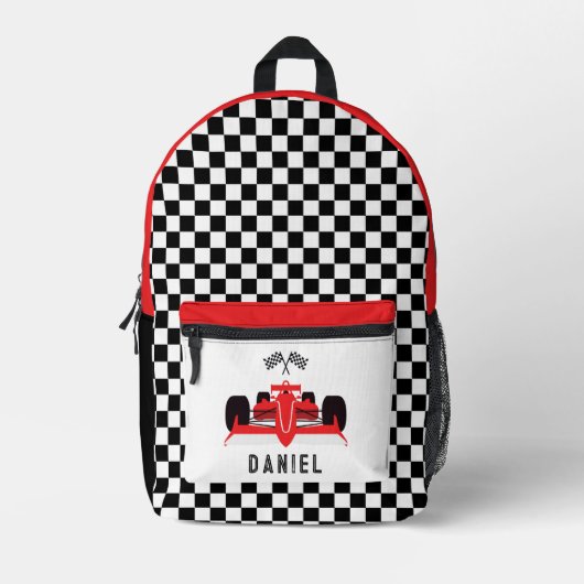 Cooler Red Racing Car Boy Bedruckter Rucksack (Vorderseite)