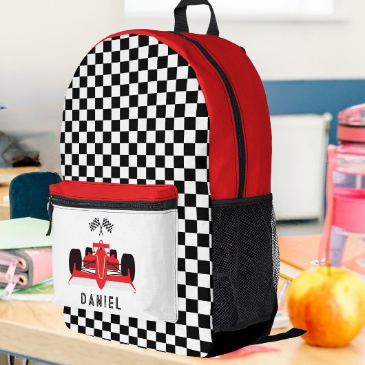 Cooler Red Racing Car Boy Bedruckter Rucksack