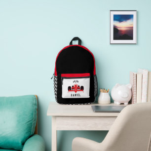 Cooler Red Racing Car Boy Bedruckter Rucksack