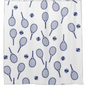 Cooler Red Retro Racquets Pattern Tennisspieler Duschvorhang (Vorderseite)