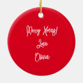 Cooler Red Text Frohe Weihnachtszeit Onkel Keramik Ornament (Hinten)