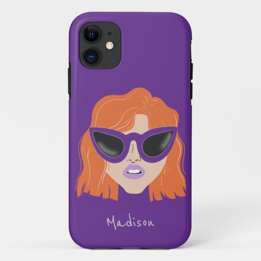 Cooler Redhead mit Brille Lila Individuelle Name Case-Mate iPhone Hülle (Rückseite)