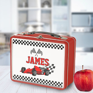 Cooler Rennwagen-Junge, benutzerdefinierter Name, Metall Brotdose