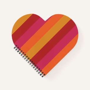 Cooler Retro-70er Streifen Orange Red Pink Gold Notizblock