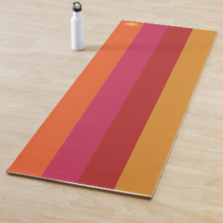 Cooler Retro-70er Streifen Orange Red Pink Gold Yogamatte