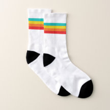 Cooler Retro 70er Streifen-Türkis-gelb-orangees