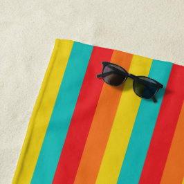 Cooler Retro 70er Streifen-Türkis-gelb-orangees Strandtuch