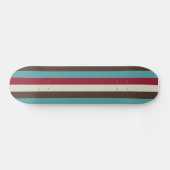 Cooler Retro 70er Stripes Brown-Aqua-Rot-Creme Skateboard (Horizontal)