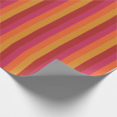 Cooler Retro 70er Stripes orange Rot-Rosa-Gold Geschenkpapier (Ecke)
