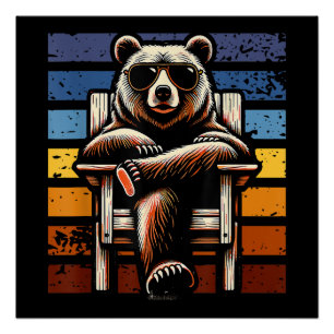 Cooler Retro-Bär in Sonnenbrille 70er 80er 90er Ne Poster