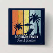 Cooler Retro Beach Urlaub Custom Navy Blue Button (Vorderseite)