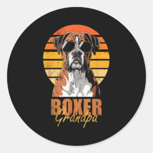 Cooler Retro-Boxer-Opa Lustiger Vintage-Hundefreun Runder Aufkleber