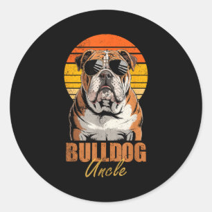 Cooler Retro Bulldog Onkel Lustig Vintage Hundelie Runder Aufkleber