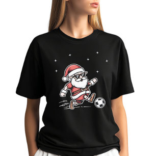 Cooler Retro-Cartoon-Fußballer-Santa-Weihnachten T-Shirt