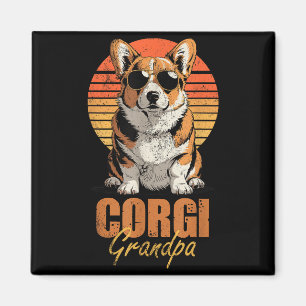 Cooler Retro-Corgi-Opa Lustiger Vintage-Hundefan Magnet