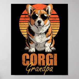 Cooler Retro-Corgi-Opa Lustiger Vintage-Hundefan  Poster