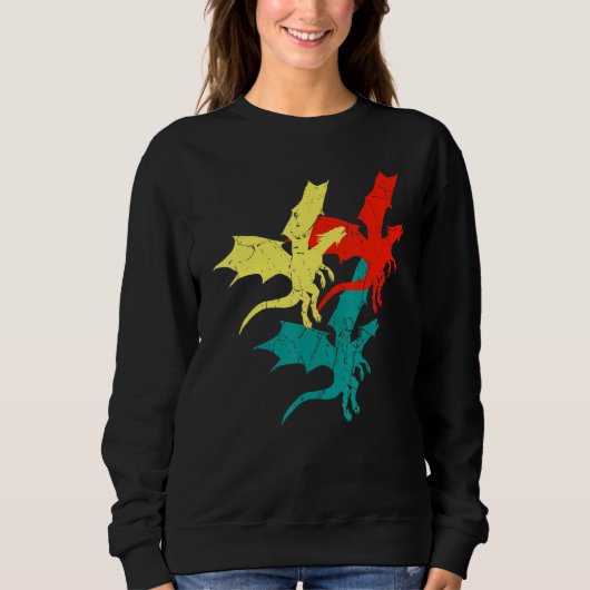 Cooler Retro Dragon Flame Speaking Mythical Cr Sweatshirt (Vorderseite)