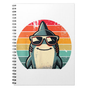 Cooler Retro-Hai in Sonnenbrille 70er 80er 90s Fun Notizblock