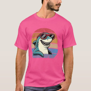 Cooler Retro-Hai in Sonnenbrille 70er 80er 90s Fun T-Shirt