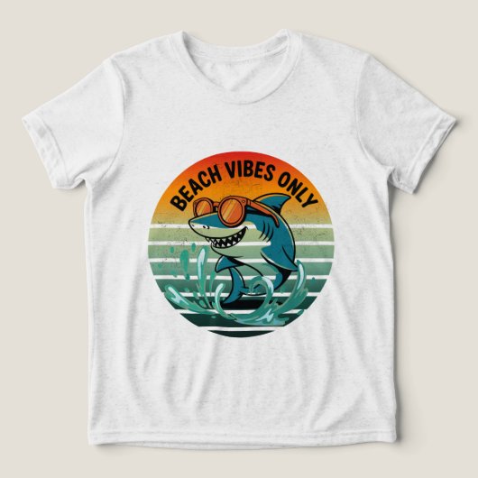 Cooler Retro-Hai mit Sonnenbrille - Beach Vibes nu Tri-Blend Shirt (Design Vorderseite)