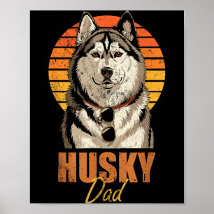 Cooler Retro Husky-Vater Lustig Vintage Hunde Lieb Poster
