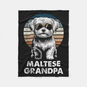 Cooler Retro-Malteser-Opa Lustiger Vintage-Hundebe Fleecedecke