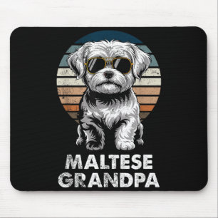 Cooler Retro-Malteser-Opa Lustiger Vintage-Hundebe Mousepad